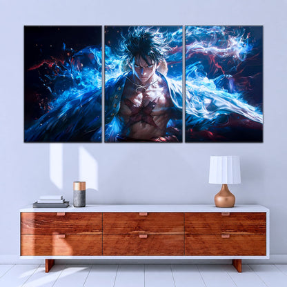One Piece Canvas Wall Art - Monkey D. Luffy 5 Piece Split Panel Anime Poster - Framed Ready to Hang Living Room & Man Cave Decor - OP5041