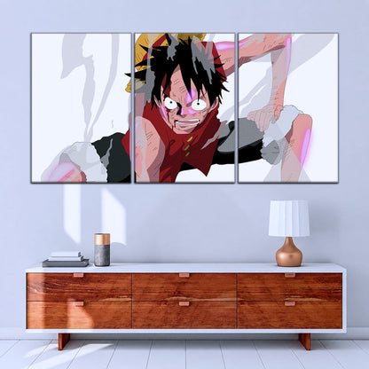 One Piece Canvas Wall Art - Monkey D. Luffy 5 Piece Split Panel Anime Poster - Framed Ready to Hang Living Room & Man Cave Decor - OP5044