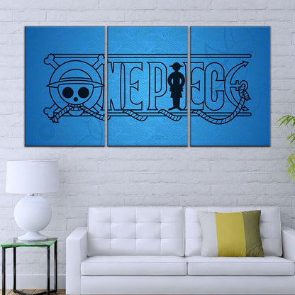 One Piece Canvas Wall Art - Monkey D. Luffy 5 Piece Split Panel Anime Poster - Framed Ready to Hang Living Room & Man Cave Decor - OP5048