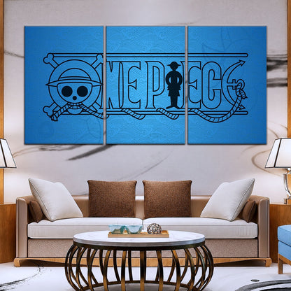 One Piece Canvas Wall Art - Monkey D. Luffy 5 Piece Split Panel Anime Poster - Framed Ready to Hang Living Room & Man Cave Decor - OP5048