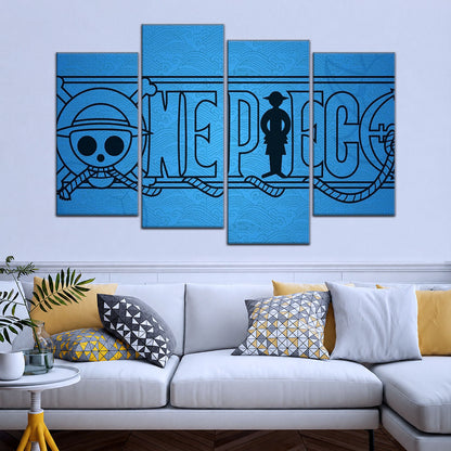 One Piece Canvas Wall Art - Monkey D. Luffy 5 Piece Split Panel Anime Poster - Framed Ready to Hang Living Room & Man Cave Decor - OP5048