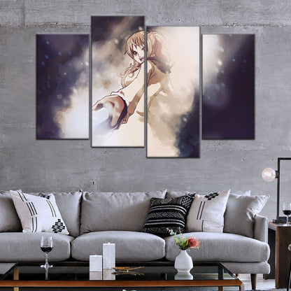 One Piece Canvas Wall Art - Nami Cat Burglar 5 Piece Split Panel Anime Poster - Framed Ready to Hang Living Room & Man Cave Decor - OP5054