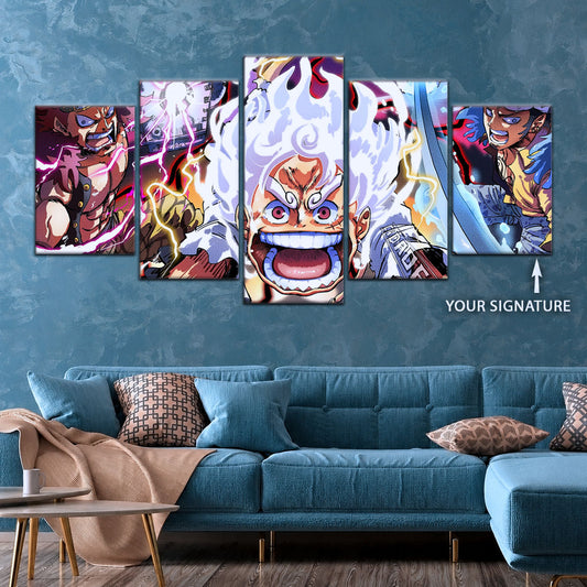 One Piece Canvas Wall Art - OP5058 - Luffy Gear 5 - Trafalgar Law - Eustass Kid
