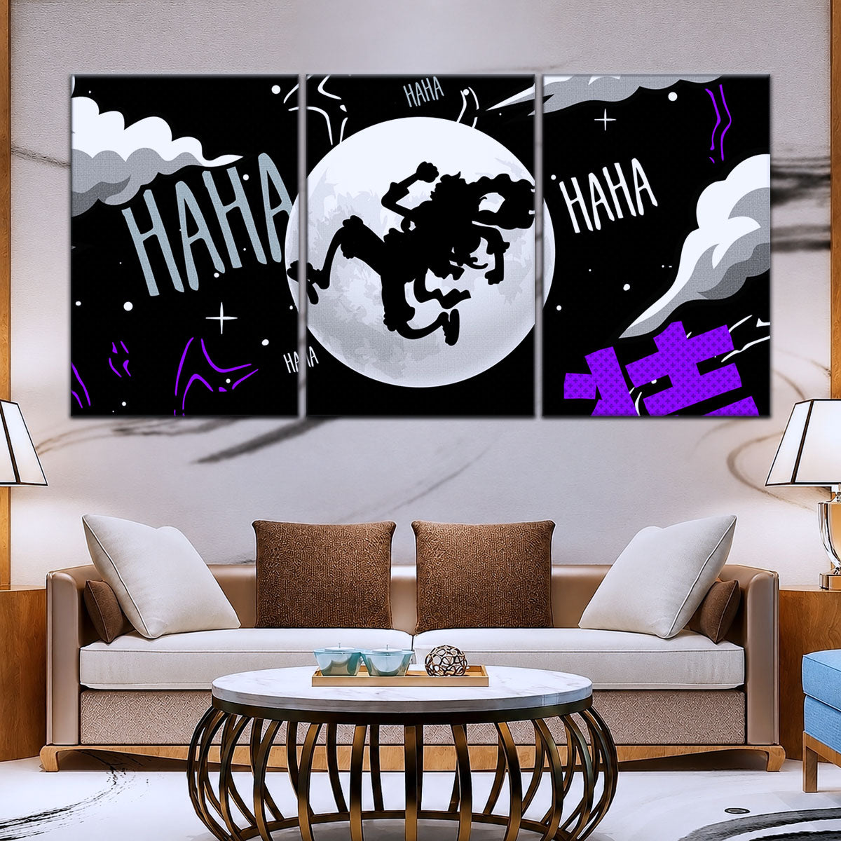 One Piece Canvas Wall Art - Luffy Gear 5 Sun God 5 Piece Split Panel Anime Poster - Framed Ready to Hang Living Room & Man Cave Decor - OP5070