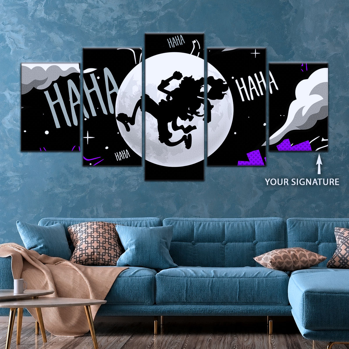 One Piece Canvas Wall Art - Luffy Gear 5 Sun God 5 Piece Split Panel Anime Poster - Framed Ready to Hang Living Room & Man Cave Decor - OP5070
