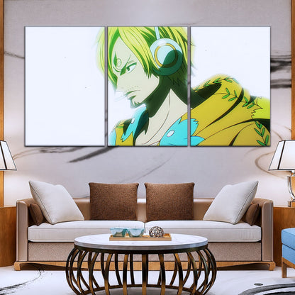 One Piece Canvas Wall Art - Sanji Ultra 5 Piece Split Panel Anime Poster - Framed Ready to Hang Living Room & Man Cave Decor - OP5087