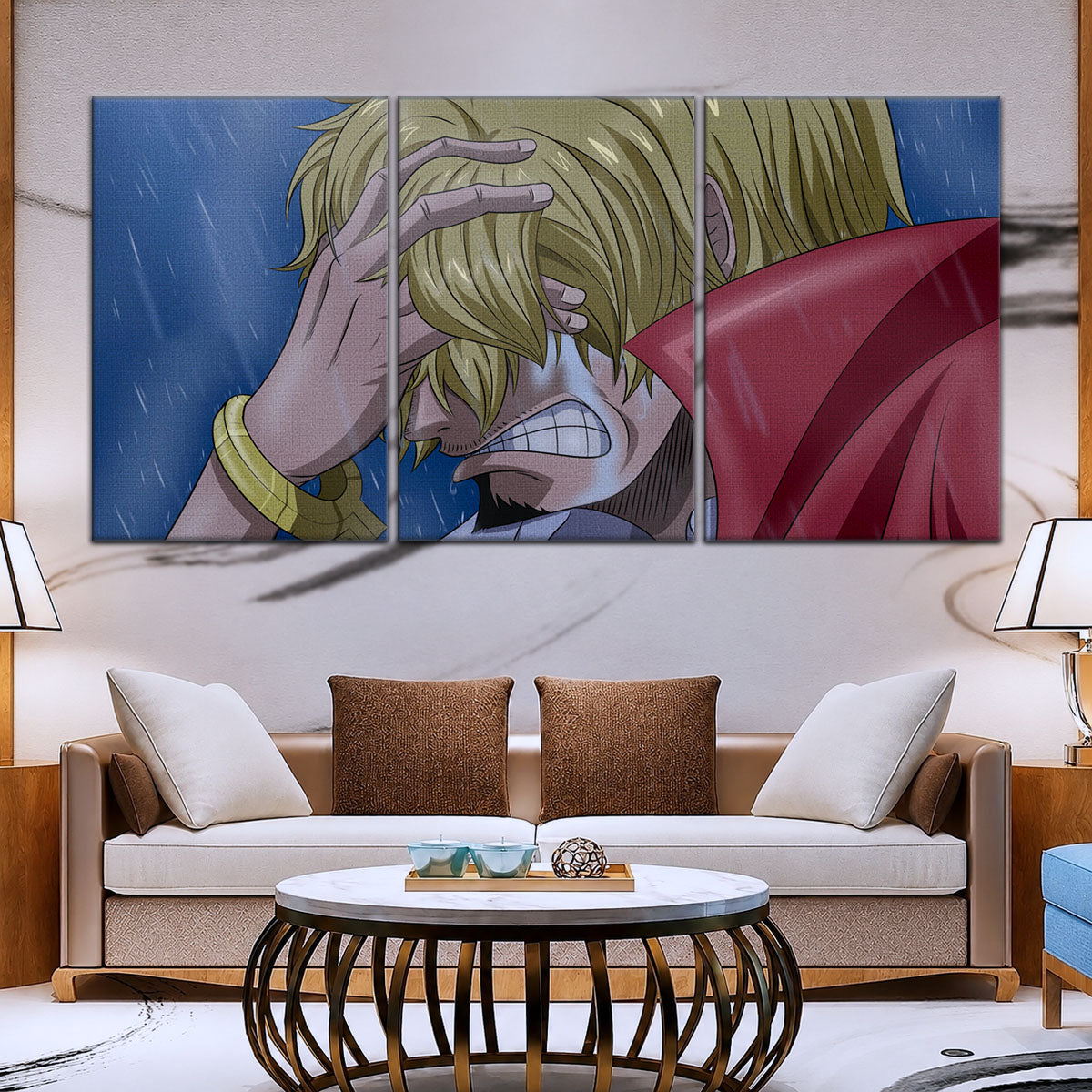 One Piece Canvas Wall Art - Sanji Whole Cake 5 Piece Split Panel Anime Poster - Framed Ready to Hang Living Room & Man Cave Decor - OP5088