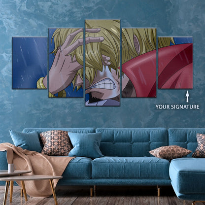 One Piece Canvas Wall Art - Sanji Whole Cake 5 Piece Split Panel Anime Poster - Framed Ready to Hang Living Room & Man Cave Decor - OP5088