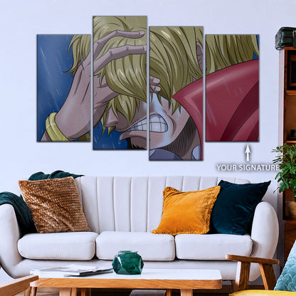 One Piece Canvas Wall Art - Sanji Whole Cake 5 Piece Split Panel Anime Poster - Framed Ready to Hang Living Room & Man Cave Decor - OP5088