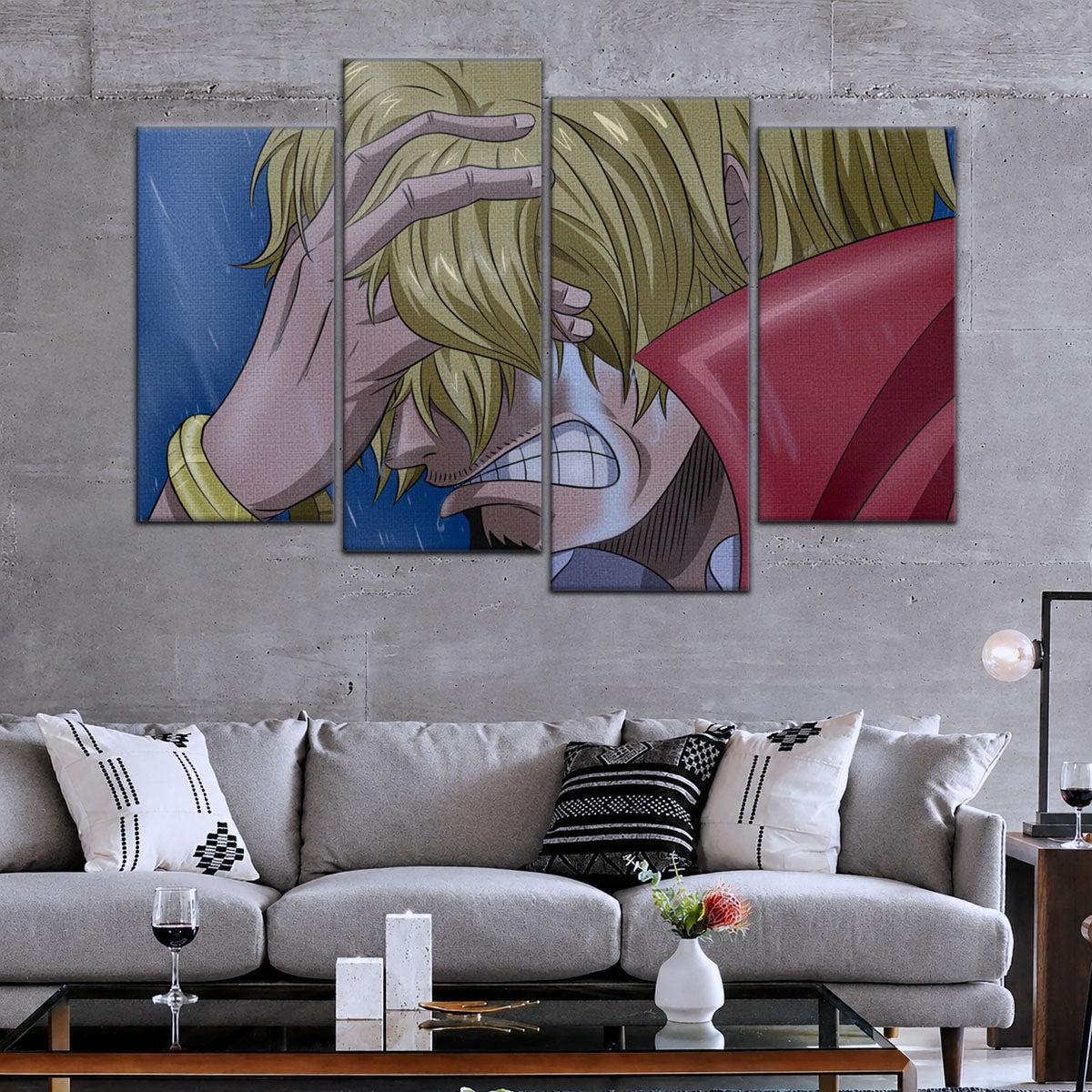 One Piece Canvas Wall Art - Sanji Whole Cake 5 Piece Split Panel Anime Poster - Framed Ready to Hang Living Room & Man Cave Decor - OP5088