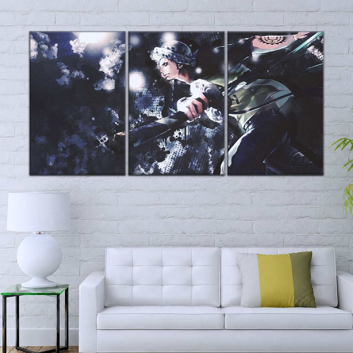 One Piece Canvas Wall Art - Trafalgar Law Room Shambles 5 Piece Split Panel Anime Poster - Framed Ready to Hang Living Room & Man Cave Decor - OP5090