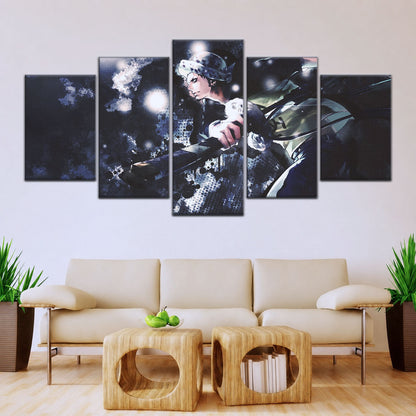 One Piece Canvas Wall Art - Trafalgar Law Room Shambles 5 Piece Split Panel Anime Poster - Framed Ready to Hang Living Room & Man Cave Decor - OP5090