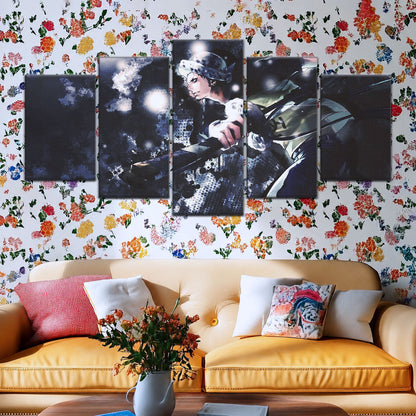 One Piece Canvas Wall Art - Trafalgar Law Room Shambles 5 Piece Split Panel Anime Poster - Framed Ready to Hang Living Room & Man Cave Decor - OP5090