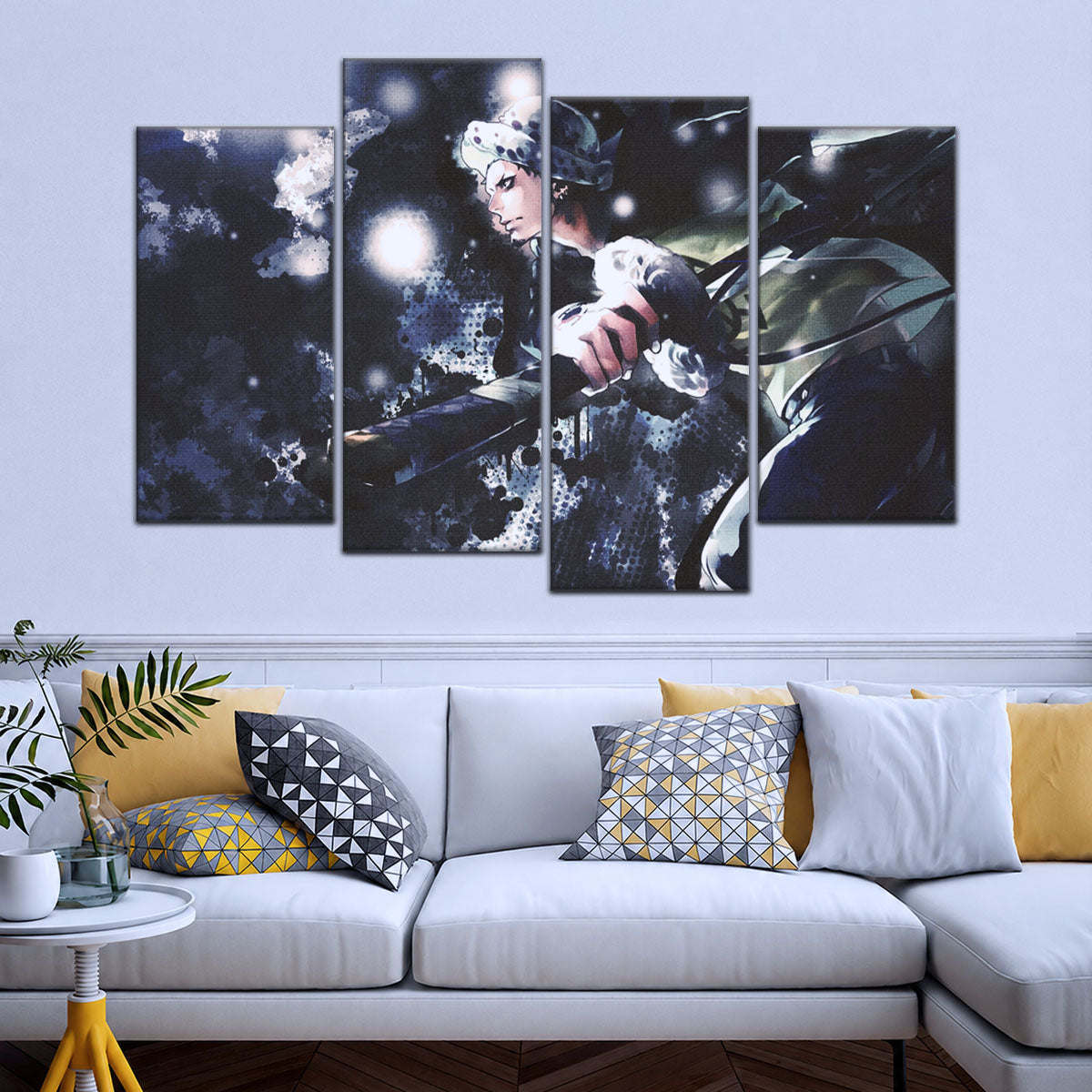One Piece Canvas Wall Art - Trafalgar Law Room Shambles 5 Piece Split Panel Anime Poster - Framed Ready to Hang Living Room & Man Cave Decor - OP5090