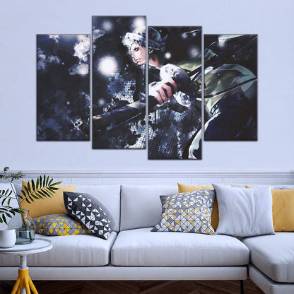 One Piece Canvas Wall Art - Trafalgar Law Room Shambles 5 Piece Split Panel Anime Poster - Framed Ready to Hang Living Room & Man Cave Decor - OP5090
