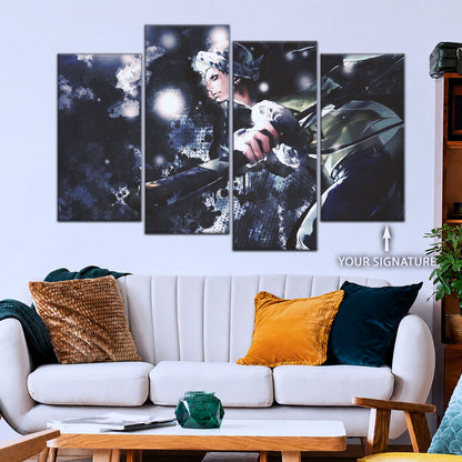 One Piece Canvas Wall Art - Trafalgar Law Room Shambles 5 Piece Split Panel Anime Poster - Framed Ready to Hang Living Room & Man Cave Decor - OP5090