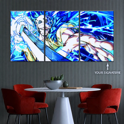 One Piece Canvas Wall Art - Trafalgar Law Room Shambles 5 Piece Split Panel Anime Poster - Framed Ready to Hang Living Room & Man Cave Decor - OP5091