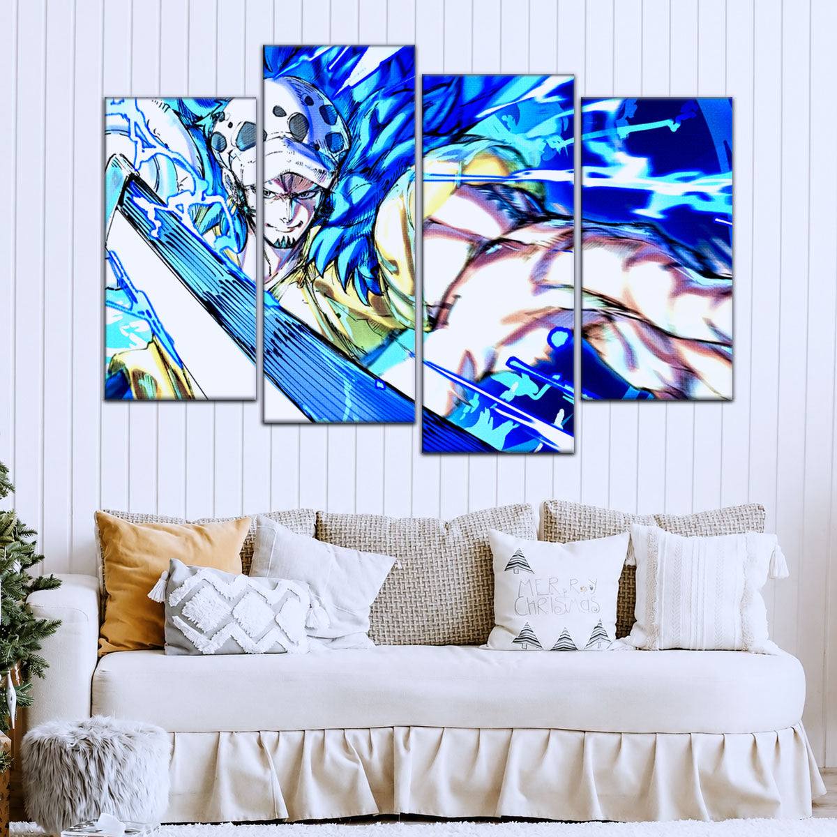 One Piece Canvas Wall Art - Trafalgar Law Room Shambles 5 Piece Split Panel Anime Poster - Framed Ready to Hang Living Room & Man Cave Decor - OP5091