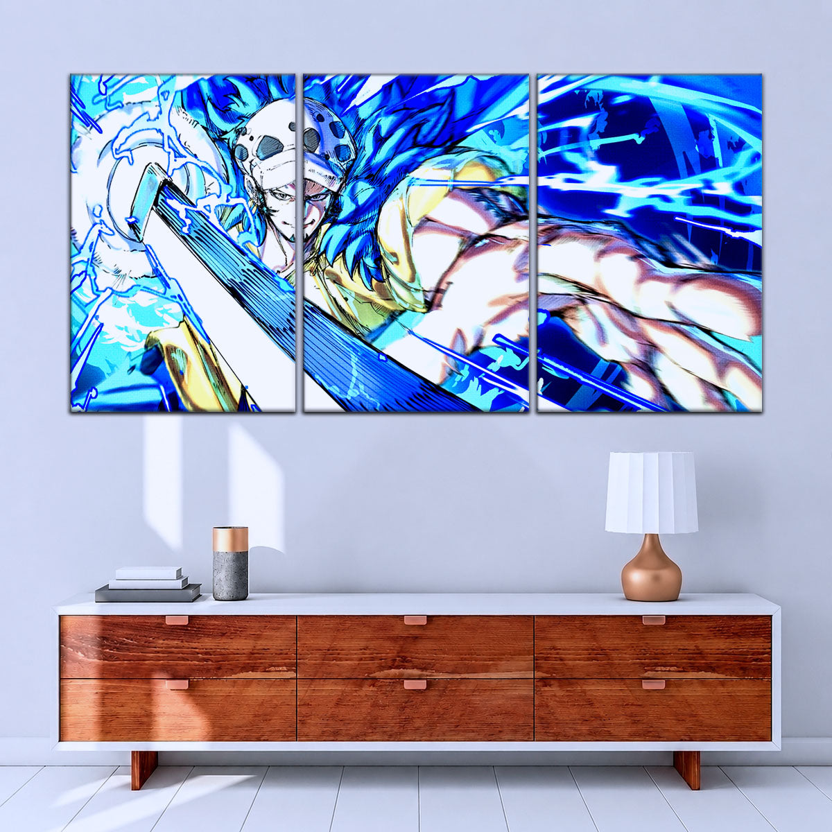 One Piece Canvas Wall Art - Trafalgar Law Room Shambles 5 Piece Split Panel Anime Poster - Framed Ready to Hang Living Room & Man Cave Decor - OP5091