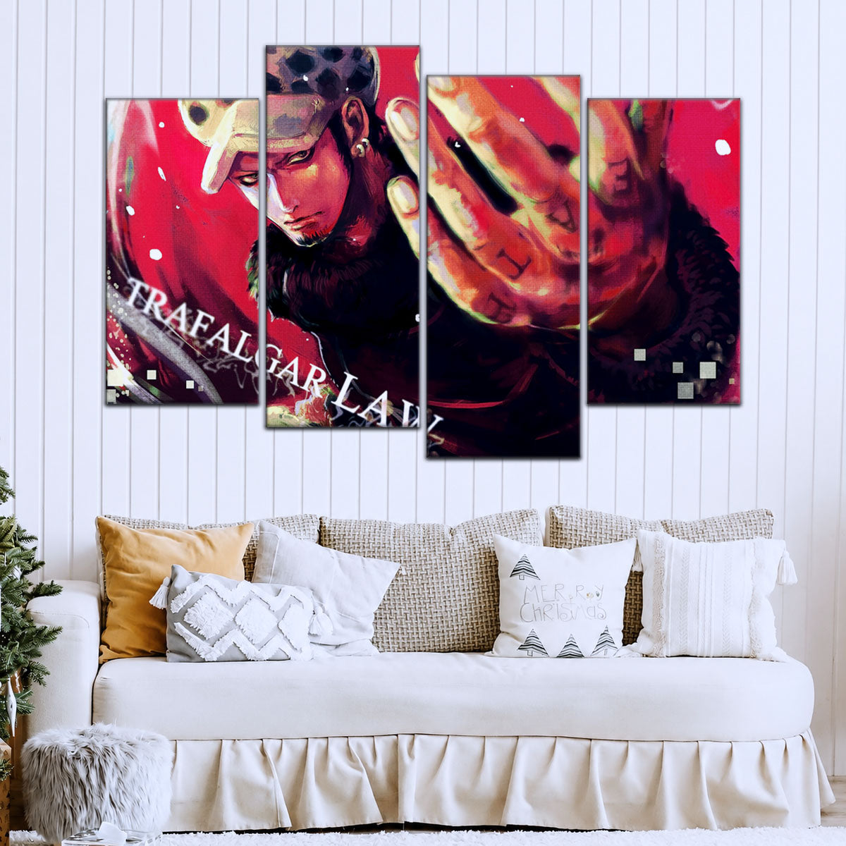 One Piece Canvas Wall Art - Trafalgar Law Room Shambles 5 Piece Split Panel Anime Poster - Framed Ready to Hang Living Room & Man Cave Decor - OP5092