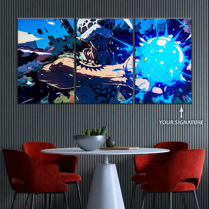 One Piece Canvas Wall Art - Trafalgar Law Room Shambles 5 Piece Split Panel Anime Poster - Framed Ready to Hang Living Room & Man Cave Decor - OP5093