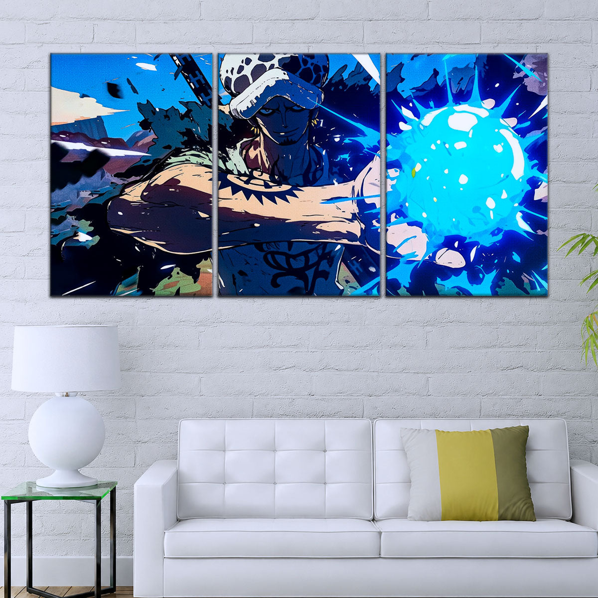 One Piece Canvas Wall Art - Trafalgar Law Room Shambles 5 Piece Split Panel Anime Poster - Framed Ready to Hang Living Room & Man Cave Decor - OP5093