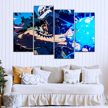 One Piece Canvas Wall Art - Trafalgar Law Room Shambles 5 Piece Split Panel Anime Poster - Framed Ready to Hang Living Room & Man Cave Decor - OP5093