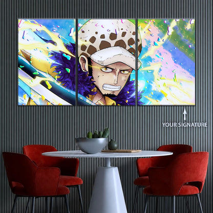One Piece Canvas Wall Art - Trafalgar Law Room Shambles 5 Piece Split Panel Anime Poster - Framed Ready to Hang Living Room & Man Cave Decor - OP5094