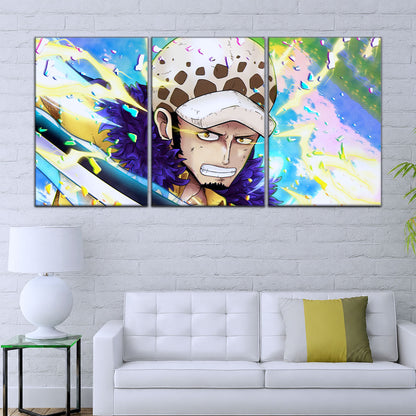 One Piece Canvas Wall Art - Trafalgar Law Room Shambles 5 Piece Split Panel Anime Poster - Framed Ready to Hang Living Room & Man Cave Decor - OP5094