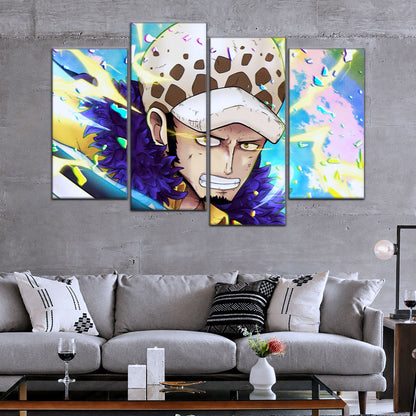 One Piece Canvas Wall Art - Trafalgar Law Room Shambles 5 Piece Split Panel Anime Poster - Framed Ready to Hang Living Room & Man Cave Decor - OP5094