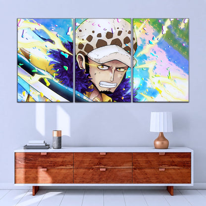 One Piece Canvas Wall Art - Trafalgar Law Room Shambles 5 Piece Split Panel Anime Poster - Framed Ready to Hang Living Room & Man Cave Decor - OP5094