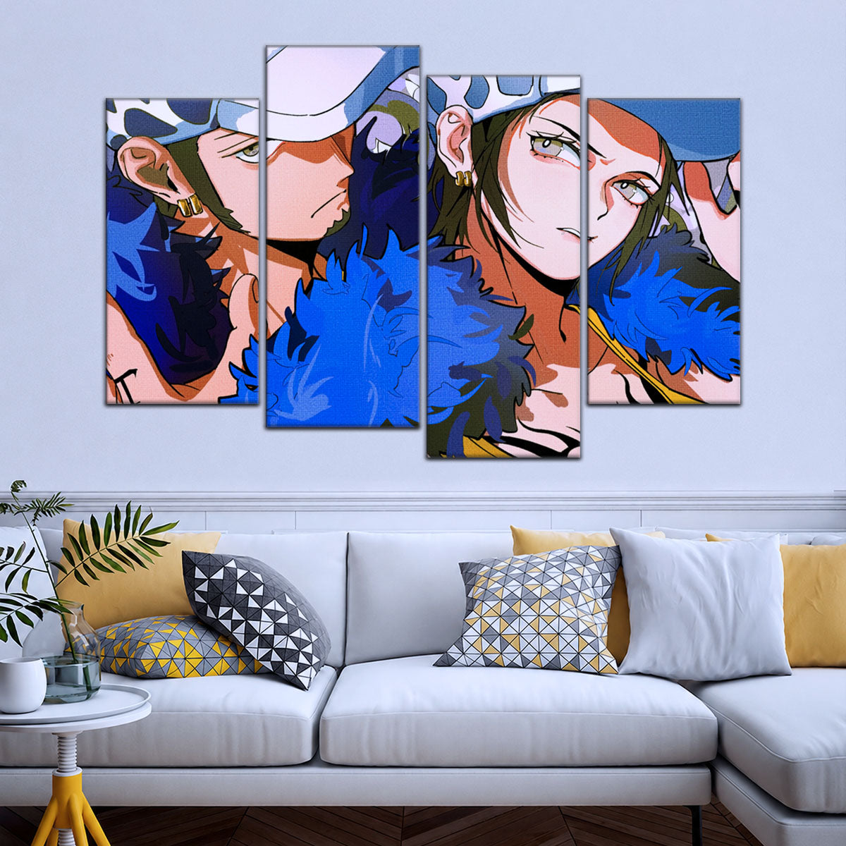 One Piece Canvas Wall Art - Trafalgar Law Room Shambles 5 Piece Split Panel Anime Poster - Framed Ready to Hang Living Room & Man Cave Decor - OP5095