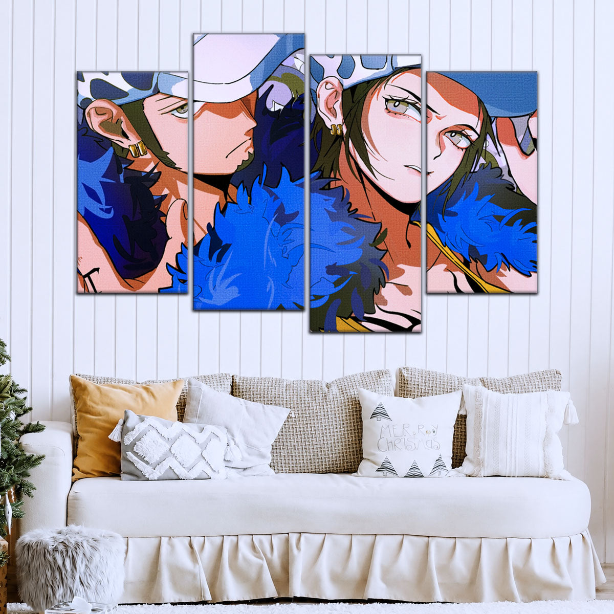 One Piece Canvas Wall Art - Trafalgar Law Room Shambles 5 Piece Split Panel Anime Poster - Framed Ready to Hang Living Room & Man Cave Decor - OP5095