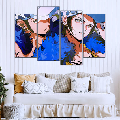 One Piece Canvas Wall Art - Trafalgar Law Room Shambles 5 Piece Split Panel Anime Poster - Framed Ready to Hang Living Room & Man Cave Decor - OP5095