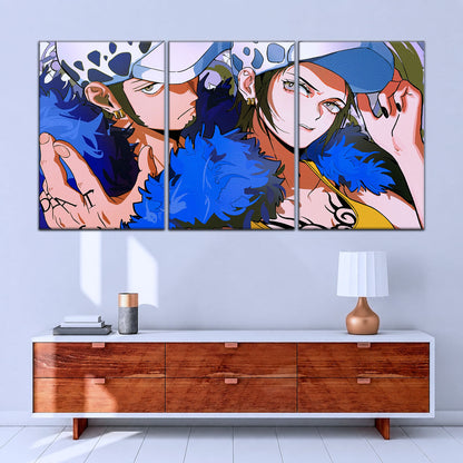 One Piece Canvas Wall Art - Trafalgar Law Room Shambles 5 Piece Split Panel Anime Poster - Framed Ready to Hang Living Room & Man Cave Decor - OP5095