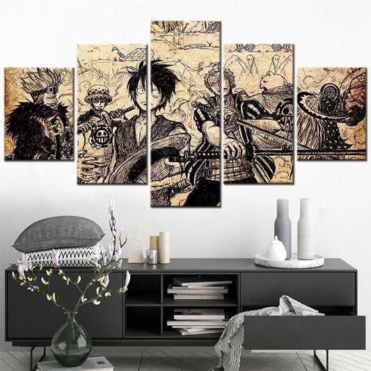 One Piece Canvas Wall Art - OP5104 - Monkey D. Luffy - Roronoa Zoro - Trafalgar Law - Eustass Kid