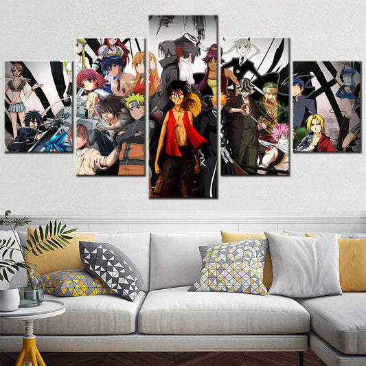 One Piece & Naruto Crossover Canvas Wall Art - OP5136 - Luffy - Zoro - Naruto - Kakashi