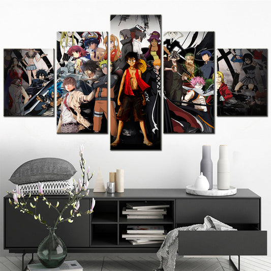 One Piece & Naruto Crossover Canvas Wall Art - OP5137 - Luffy - Zoro - Naruto - Kakashi