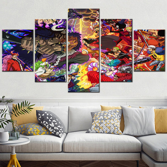 One Piece Wano Arc Canvas Wall Art - OP5138 - Luffy - Zoro - Sanji - Straw Hat Crew vs Kaido