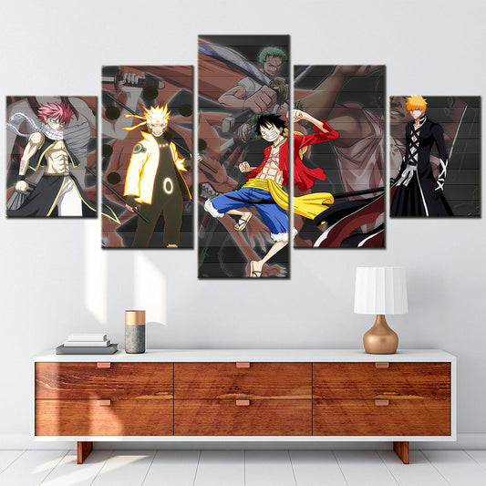 One Piece & Naruto Crossover Canvas Wall Art - OP5142 - Luffy - Zoro - Naruto - Kakashi