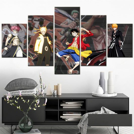 One Piece & Naruto Crossover Canvas Wall Art - OP5142 - Luffy - Zoro - Naruto - Kakashi
