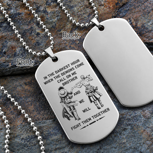 One Piece Engraved Dog Tag Necklace - OPD001 - Monkey D. Luffy - Roronoa Zoro - Call On Me Brother - Military Ball Chain