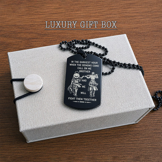 Personalized One Piece Luffy & Zoro Brother Dog Tag Necklace - "Call On Me Brother" Engraved Stainless Steel Military Pendant Gift for Men