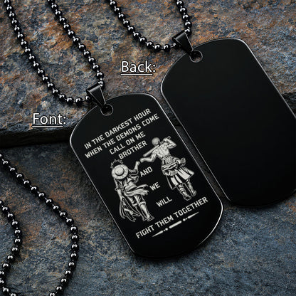 Personalized One Piece Luffy & Zoro Brother Dog Tag Necklace - "Call On Me Brother" Engraved Stainless Steel Military Pendant Gift for Men