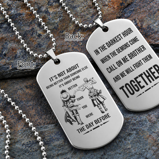 One Piece Engraved Dog Tag Necklace - OPD023 - Monkey D. Luffy - Roronoa Zoro - Better Than You Were The Day Before