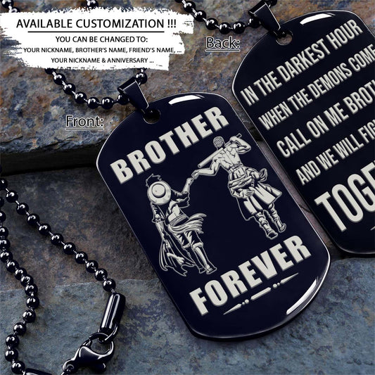 One Piece Dog Tag - Brother Forever - Call On Me Brother - Monkey D. Luffy - Roronoa Zoro - One Piece Necklace - Engrave Dog Tag
