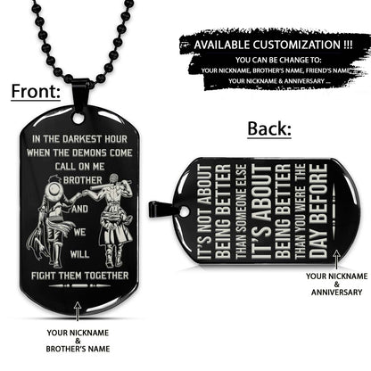 One Piece Dog Tag - Call On Me Brother - It's About Being Better Than You Were The Day Before - Monkey D. Luffy - Roronoa Zoro - One Piece Necklace - Engrave Dog Tag