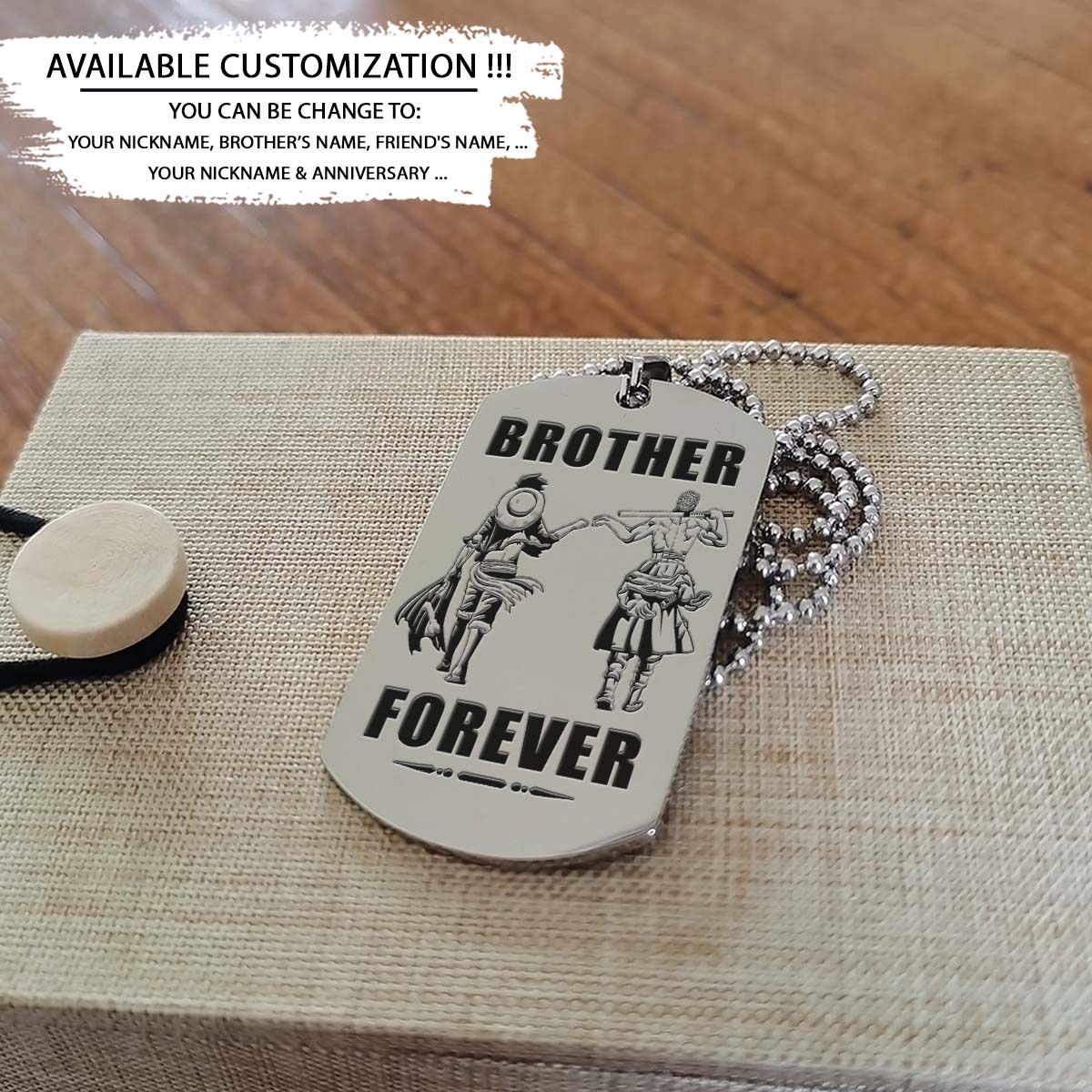 One Piece Dog Tag - Brother Forever - It's About Being Better Than You Were The Day Before - Monkey D. Luffy - Roronoa Zoro - One Piece Necklace - Engrave Dog Tag