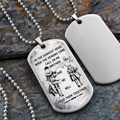 Personalized One Piece Luffy & Zoro Brother Dog Tag Necklace - Call On Me Brother - Stainless Steel Military Pendant Gift for Men - OPDL001