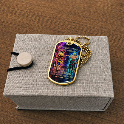One Piece Dog Tag Necklace - OPDL006 - Monkey D. Luffy - Roronoa Zoro - Call On Me Brother - Military Ball Chain